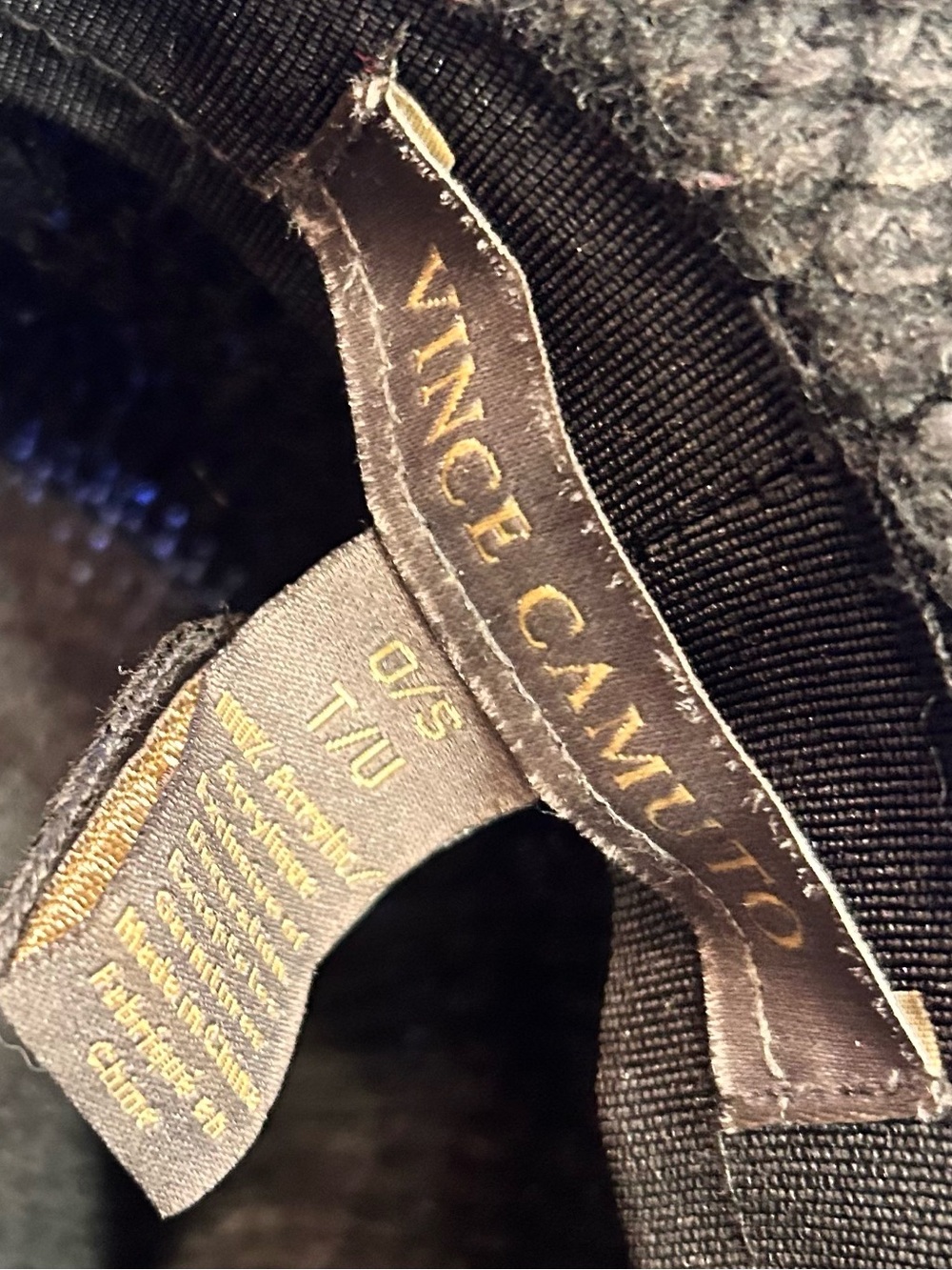Vince Camuto Black Woven Sun Hat with Gold Logo Accent & adjustable band - Picture 4 of 7